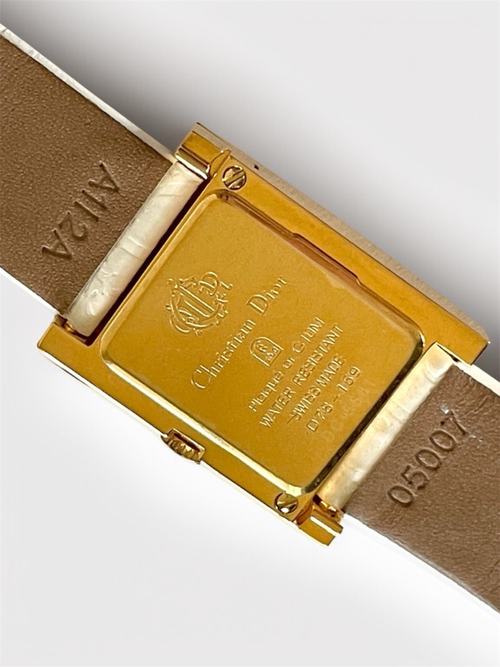 Dior Gold-Tone Rectangular Watch with White Logo Strap - Picture 11 of 17